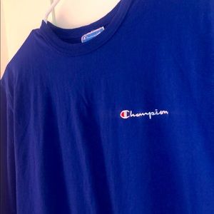Bright Blue Champion Tee with Embroidery